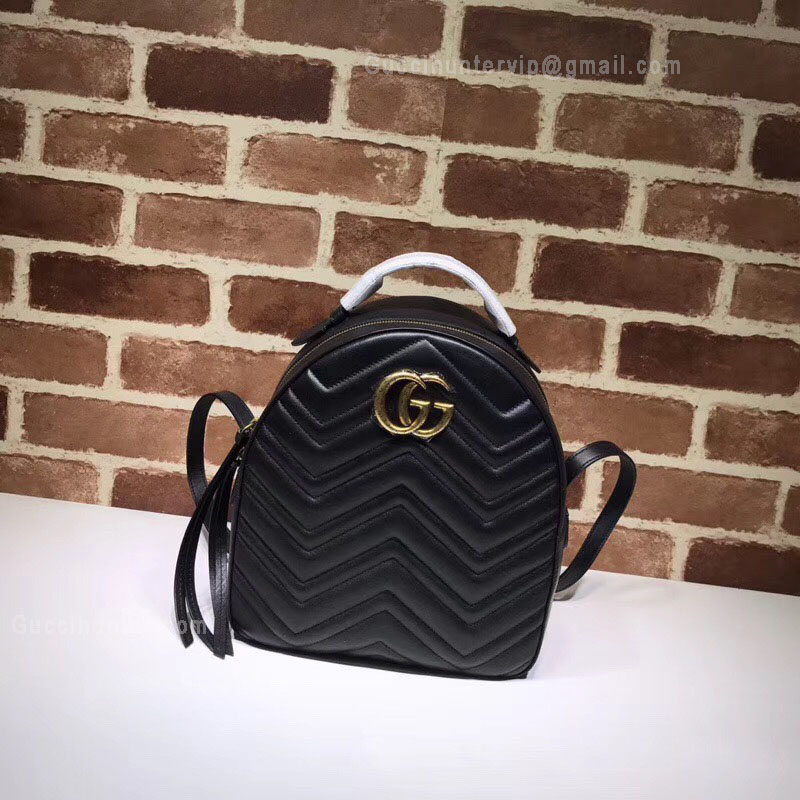 Gucci GG Marmont Quilted Leather Backpack Black 476671